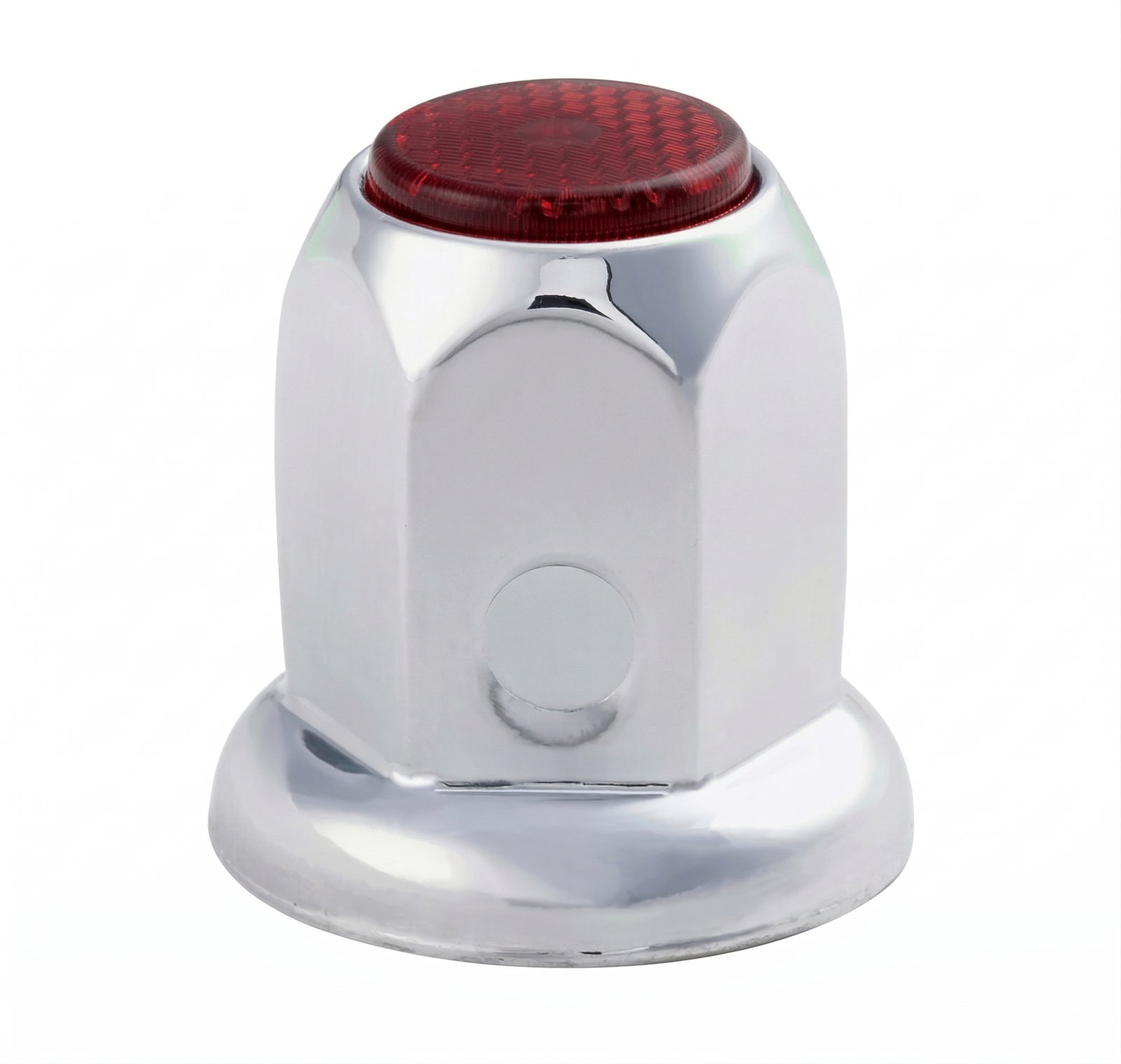 Classic Reflector Chrome Steel Lug Nut Cover W/ Flange 33mm across flat x 2" highRed Top,Push On