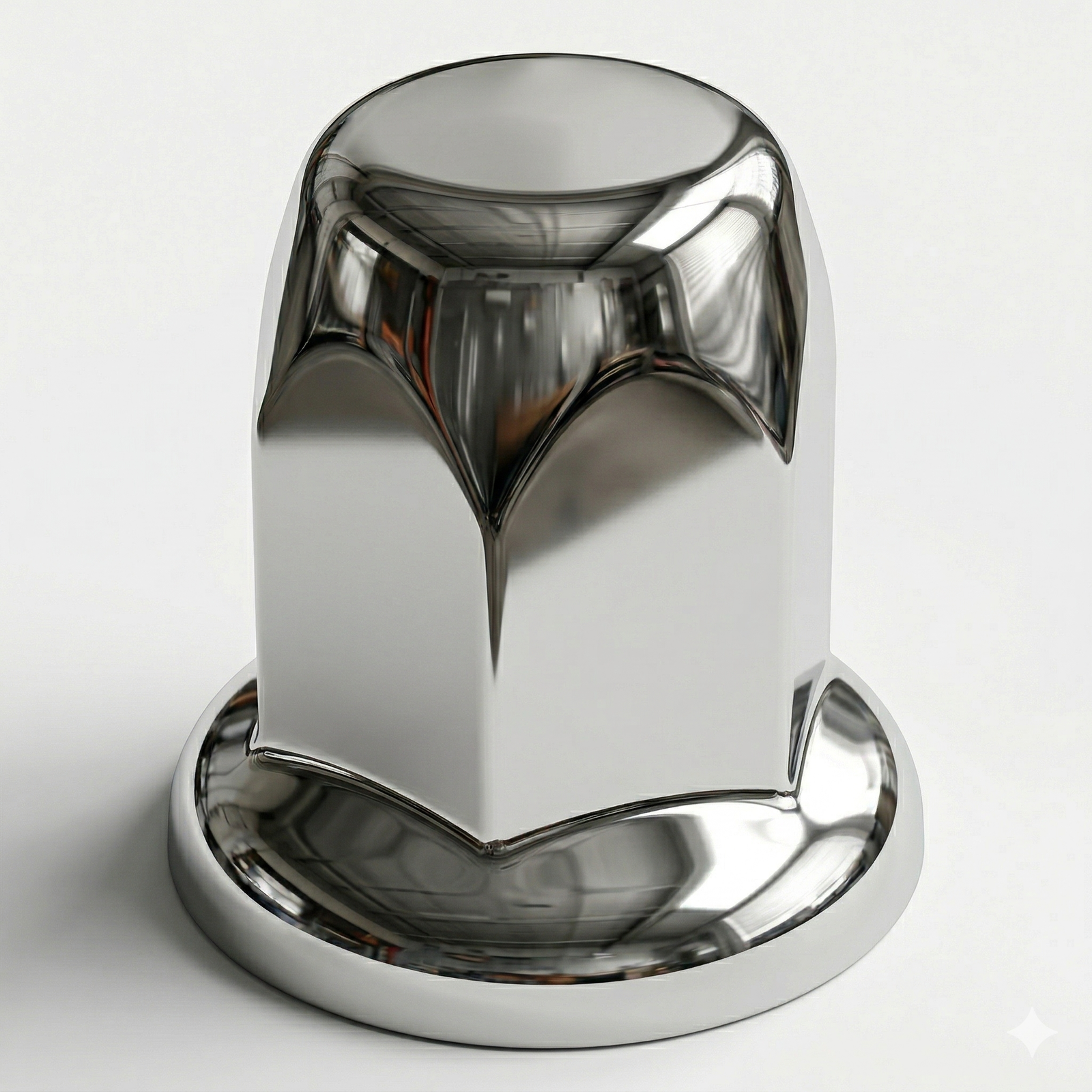 Classic Reflector Chrome Steel Lug Nut Cover W/ Flange 33mm across flat x 2" high